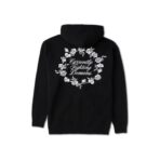Floral Note Zip Up Black Hoodie