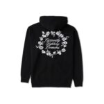 Floral Note Zip Up Black Hoodie